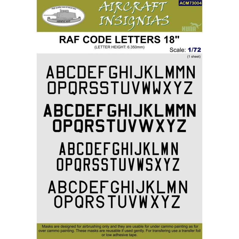 RAF CODE LETTERS 18"