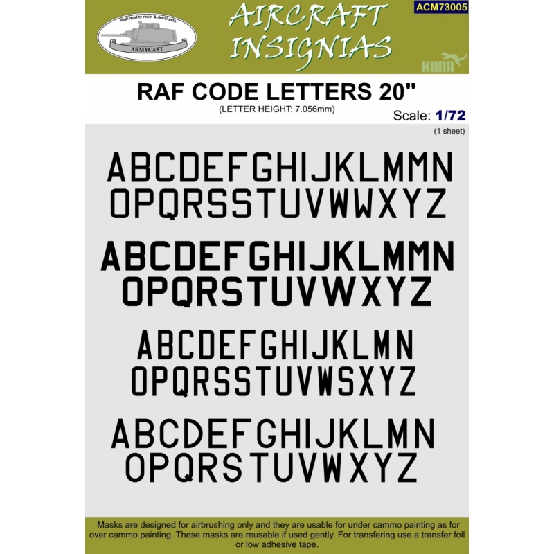 RAF CODE LETTERS 20"