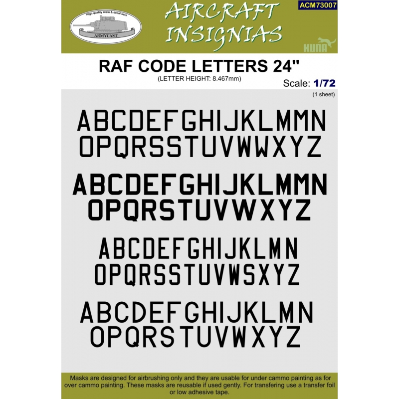 RAF CODE LETTERS 24"