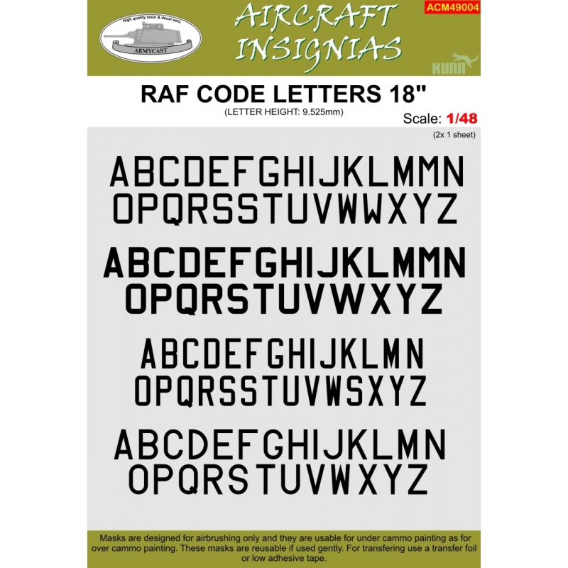 RAF CODE LETTERS 18"